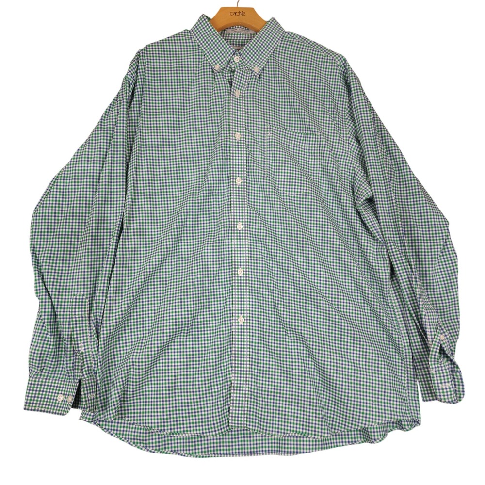 L.L.Bean XL-REG Wrinkle Resistant Gingham Button Down Shirt Long Sleeve Cotton